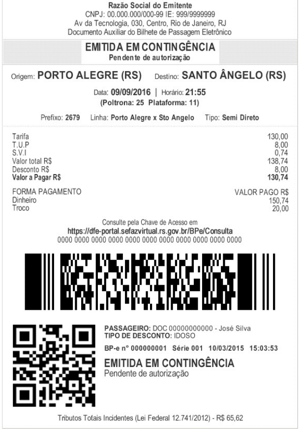 Modelo oficial de impressão do DABPE em tamanho normal e contingência off-line