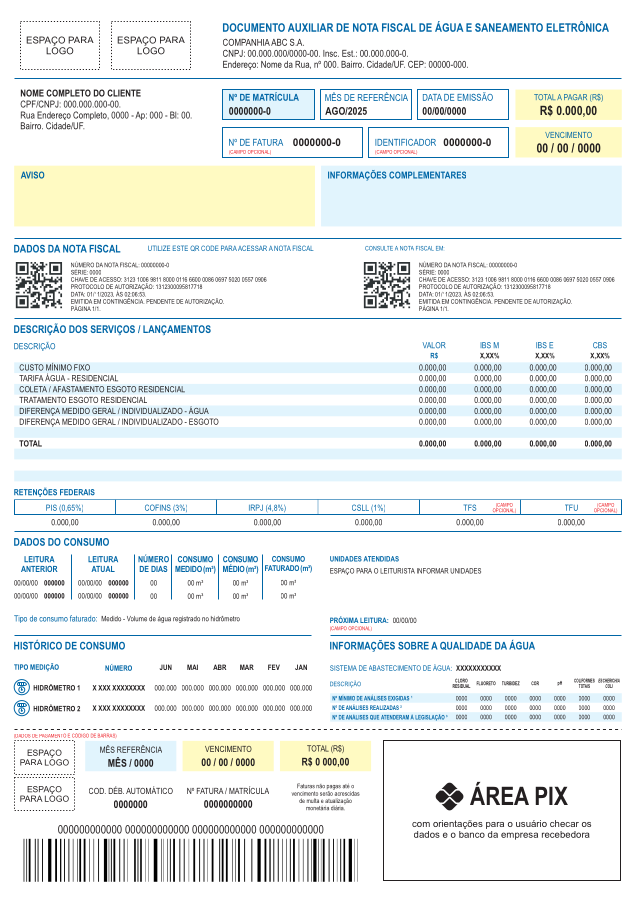 Modelo oficial A4 do DANFAG para cofaturamento