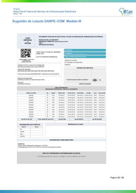 Modelo oficial sugerido de leiaute DANFE-COM III