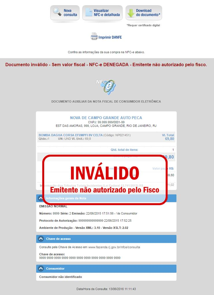 DANFE NFC-e QR Code lateral