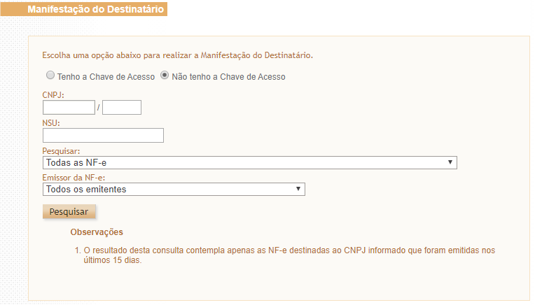 Manifestação destinatário